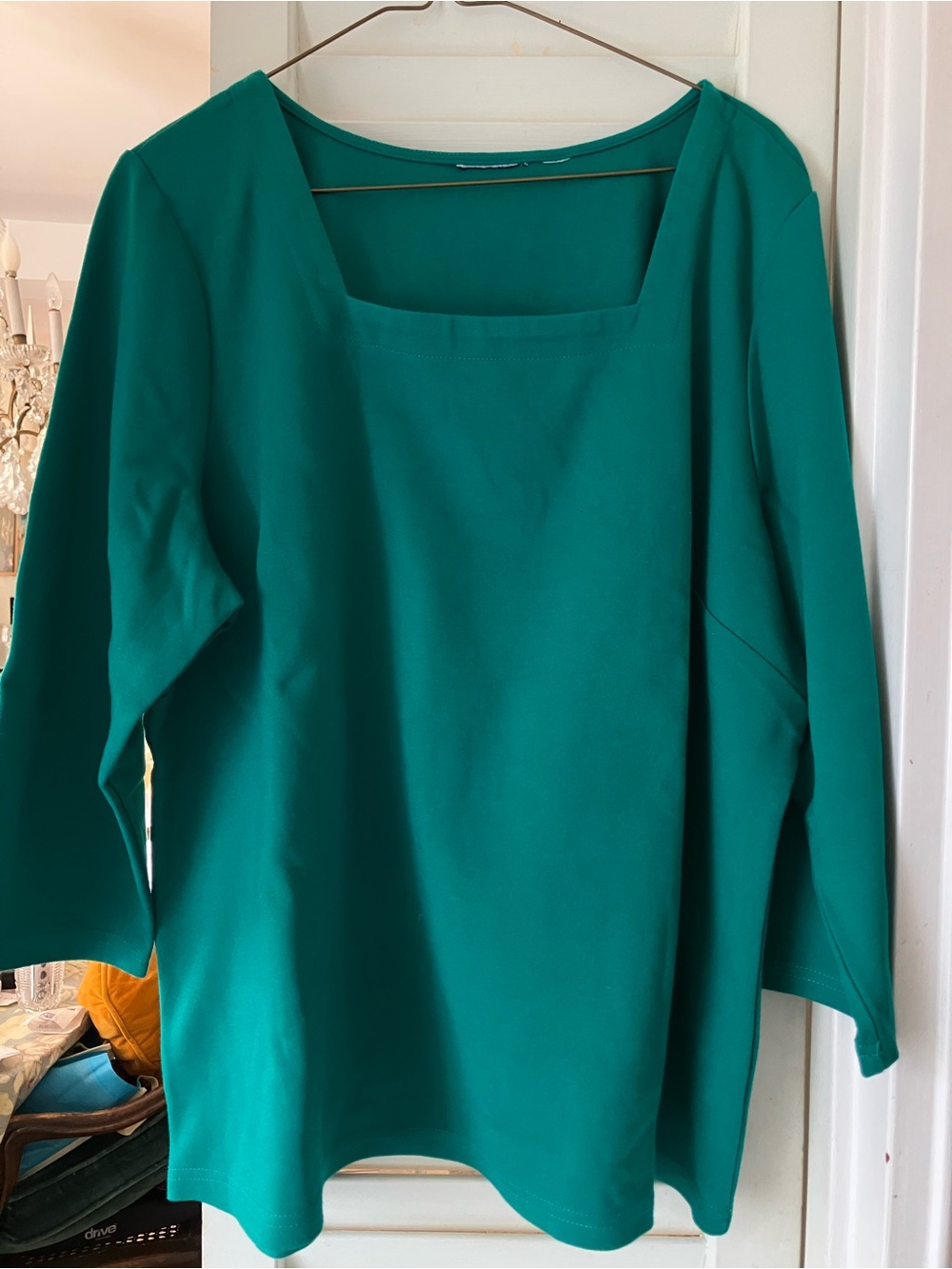 Women’s Square-Neck Emerald Green Top